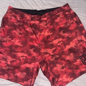 Born Primitive Red Athletic Shorts Bold Camo Design